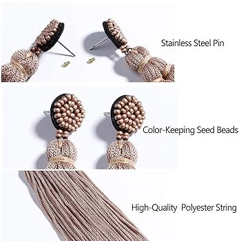 Boho Large Extra Long Tassel Layered Dangle Earrings, Vintage Handmade Knot Tail Fringe Big Chand... | Amazon (US)