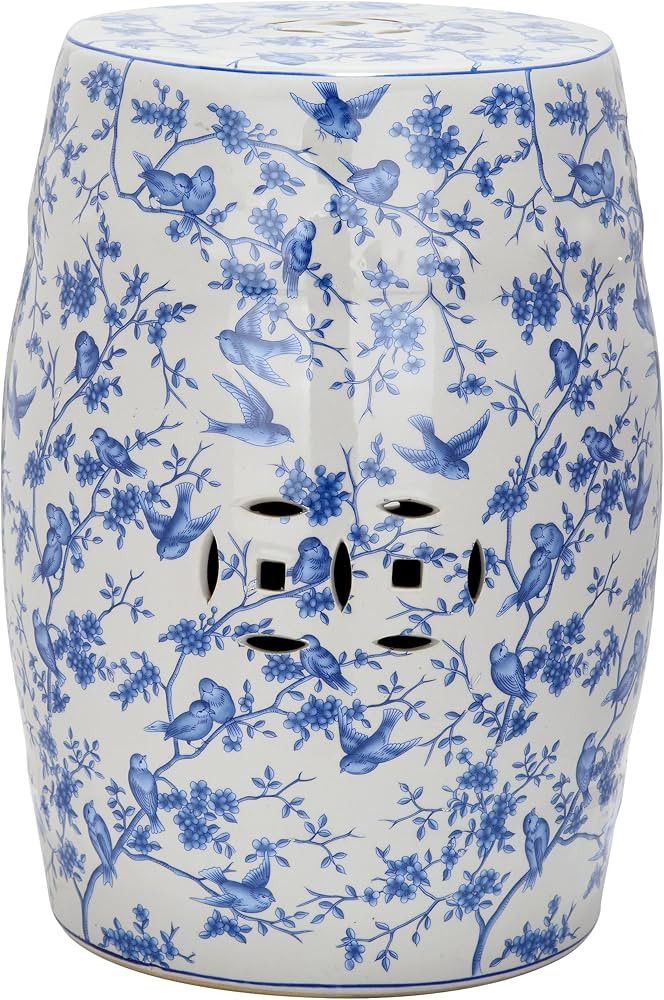 Safavieh ACS4514A Safavieh Castle Gardens Collection Glazed Ceramic Birds Garden Stool, Blue | Amazon (US)