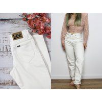 Lee White Jeans Size 28, White Denim Pants Small W28 | Etsy (US)