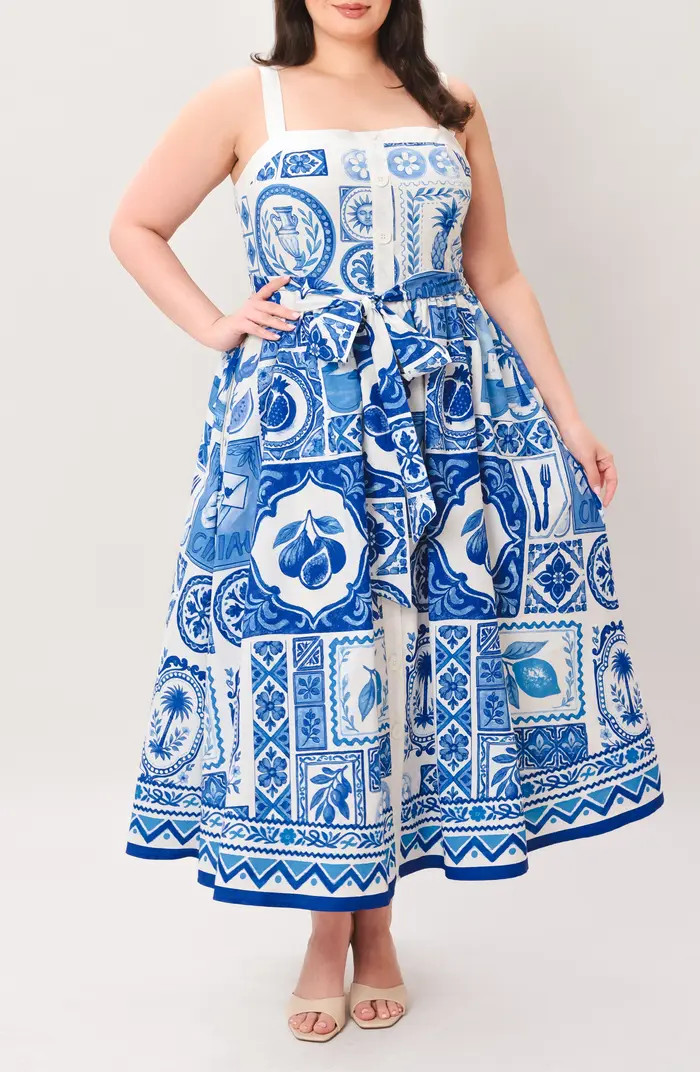 FLYING TOMATO Printed Fit & Flare Midi Dress | Nordstromrack | Nordstrom Rack