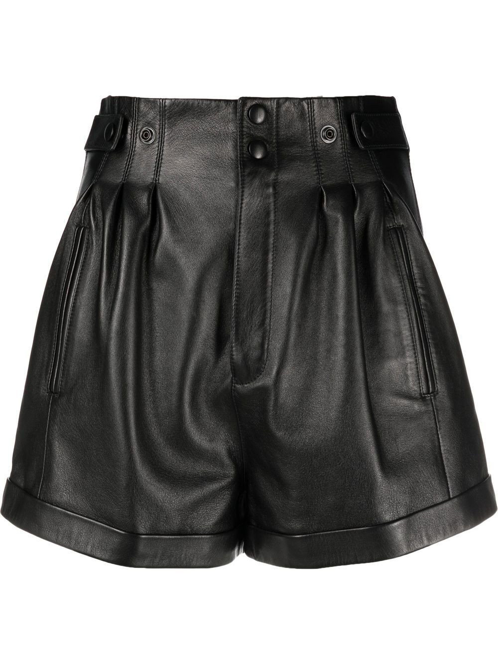 high-waist pleated leather shorts | Farfetch Global