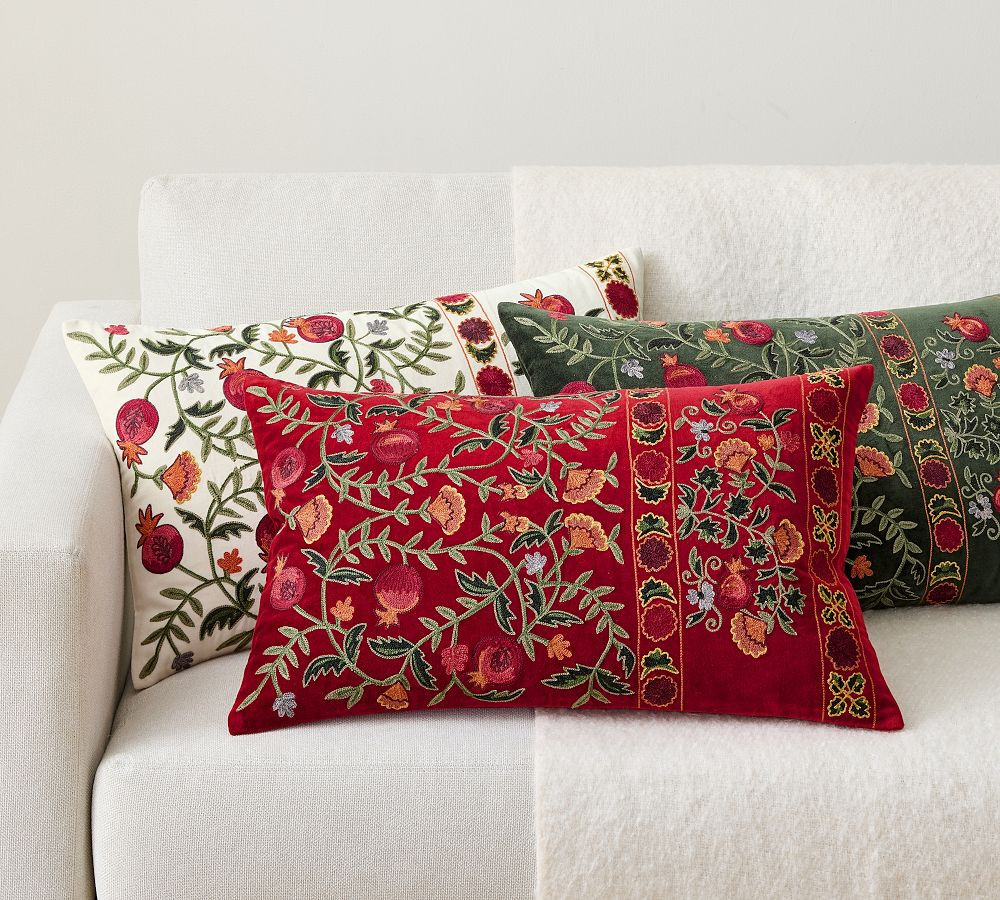 Arabella Embroidered Lumbar Pillow | Pottery Barn (US)