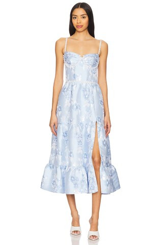 Lorenza Midi Dress in Chambray Blue Baroque | Revolve Clothing (Global)