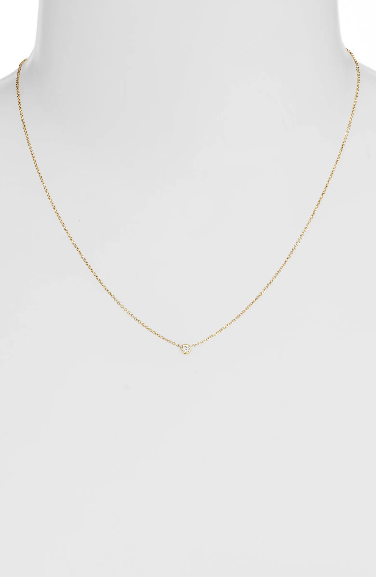 Petite Bezel Diamond Solitaire Necklace | Nordstrom