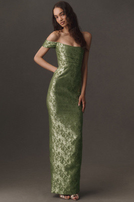 SAU LEE Jackson Jacquard Asymmetric Gown | Anthropologie (US)