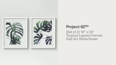 (Set of 2) 16" x 20" Tropical Leaves Framed Wall Art White/Green - Project 62™ | Target