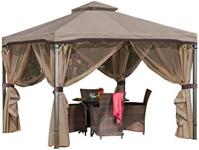Great Deal Furniture Sonoma | Outdoor Fabric/Steel Gazebo Canopy | in Light Brown | Amazon (US)