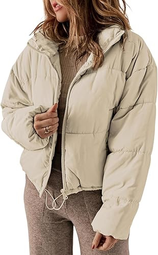 Dokotoo Womens Winter Quilted Jackets Long Sleeve Full Zip Puffer Jacket Coats with Pockets | Amazon (US)