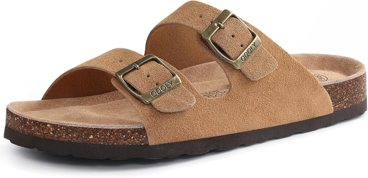 Women's Cork Footbed Slide Sandal, Arch Support Summer Outdoor Sandals with Adjustable Buckle | Amazon (US)