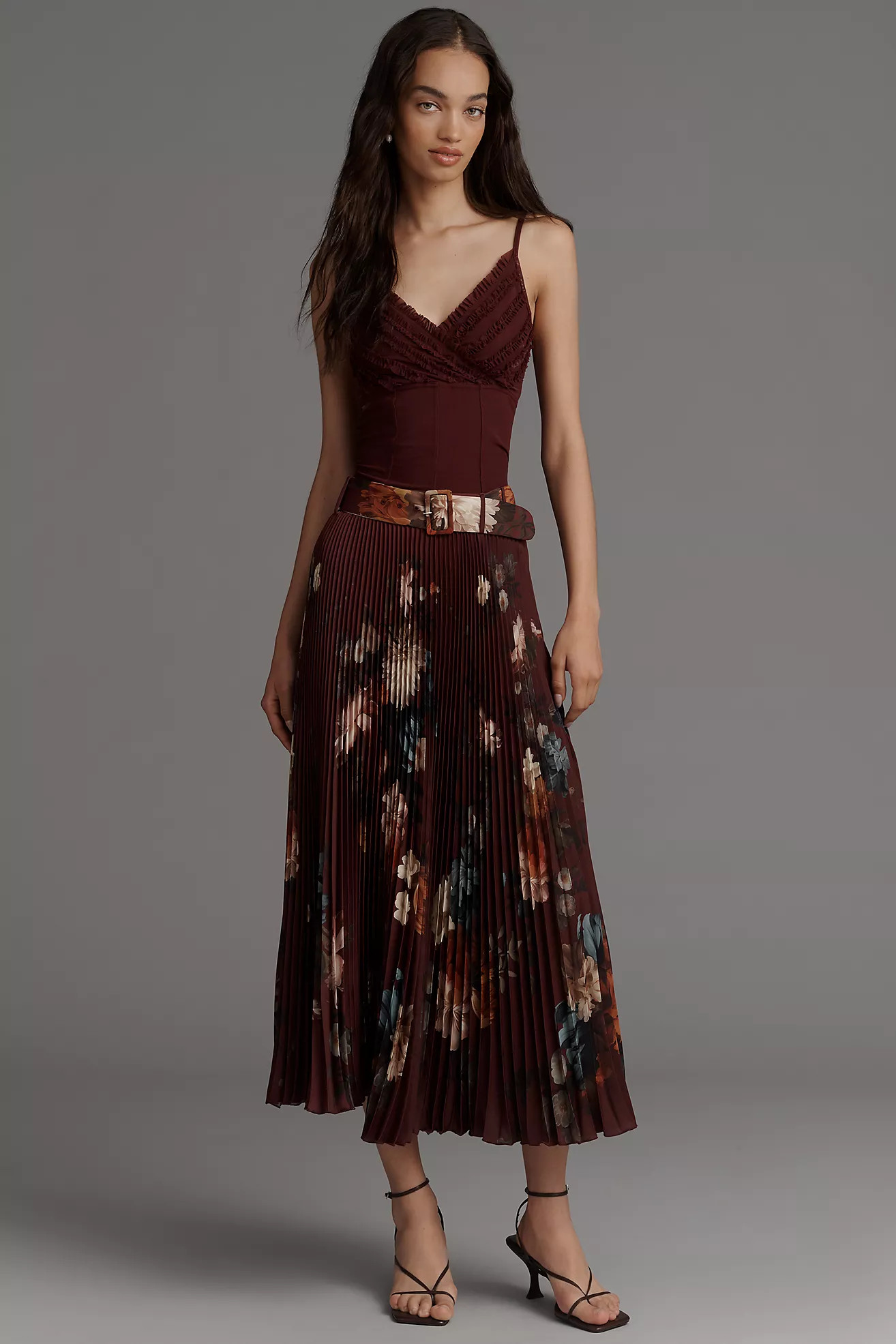 Ranna Gill Aria Pleated Midi Skirt | Anthropologie (US)