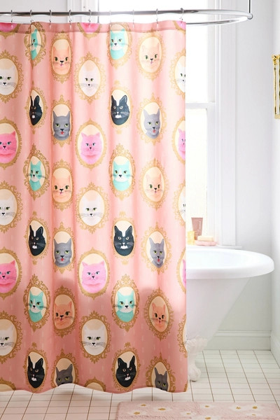 Cat Cameos Patterned Shower Curtain | Urban Outfitters (US and RoW)