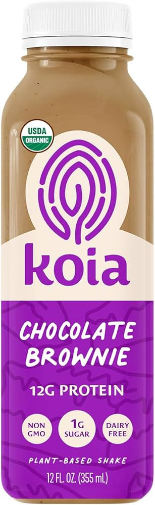 Koia - Ready To Drink Plant Protein Shake (12 oz) - Organic Chocolate Brownie - Low Net Carbs, Da... | Amazon (US)