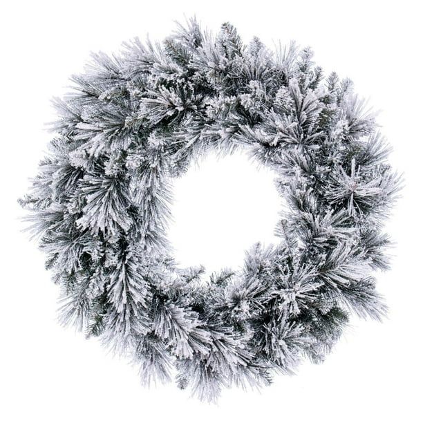 Vickerman 30" Flocked Jackson Pine Artificial Unlit Wreath with 165 Realistic Hardneedle/PVC Tips... | Walmart (US)
