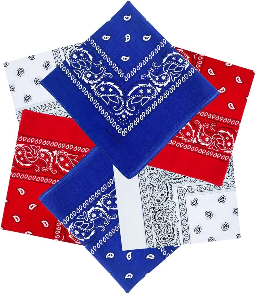 MDSTYLE 6 Pack 100% Cotton Bandanas 22\u201d x 22" for Men & Women Paisley Handkerchief Headband ... | Amazon (US)