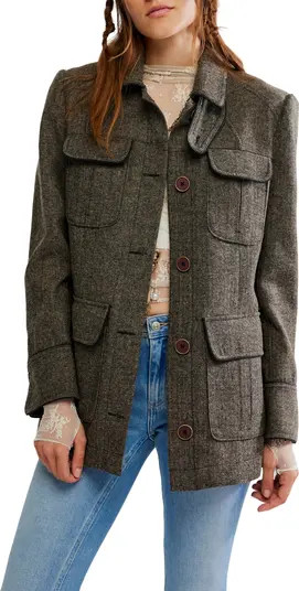 Free People Renaux Herringbone Officer Jacket | Nordstrom | Nordstrom