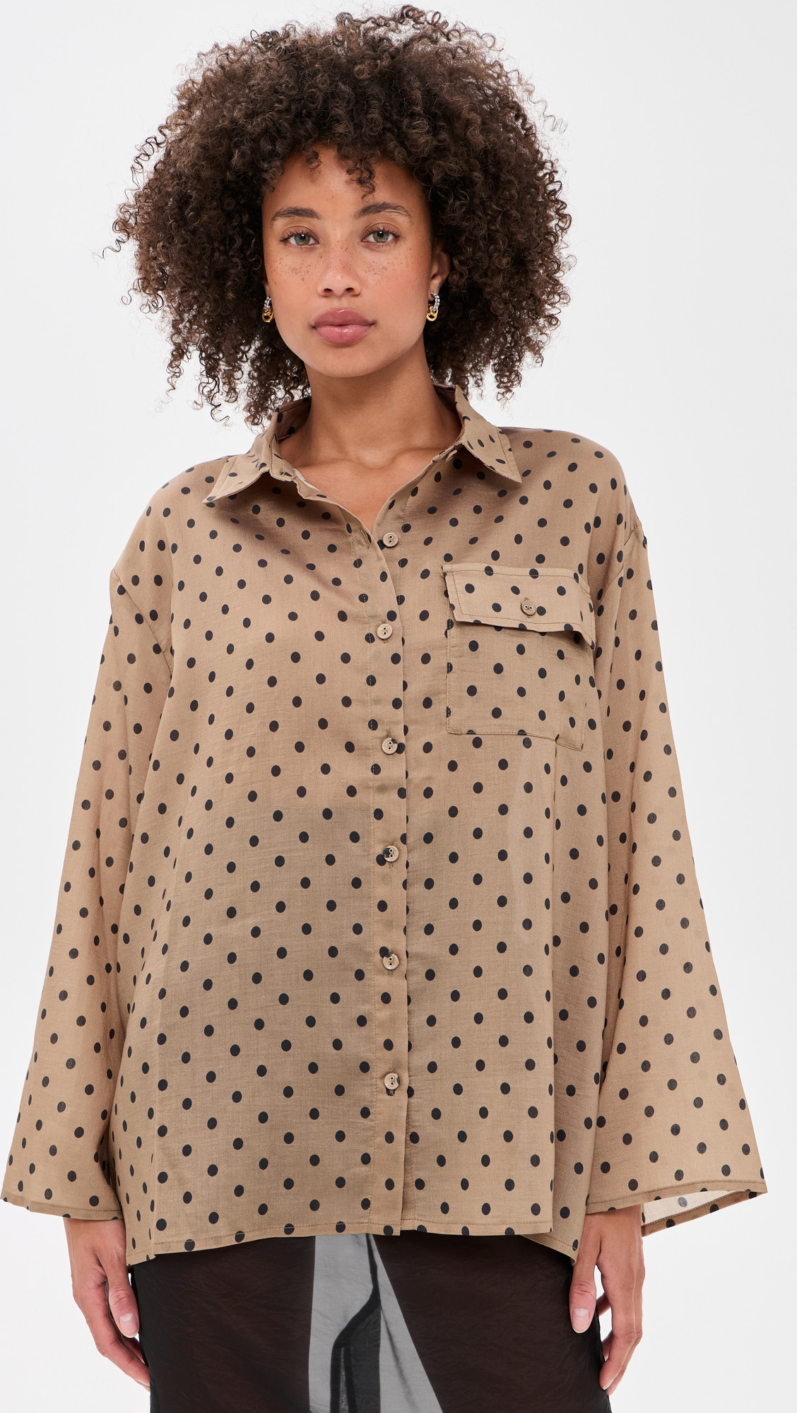 VRG GRL Vale Button Down Shirt Polka Dot L | Shopbop