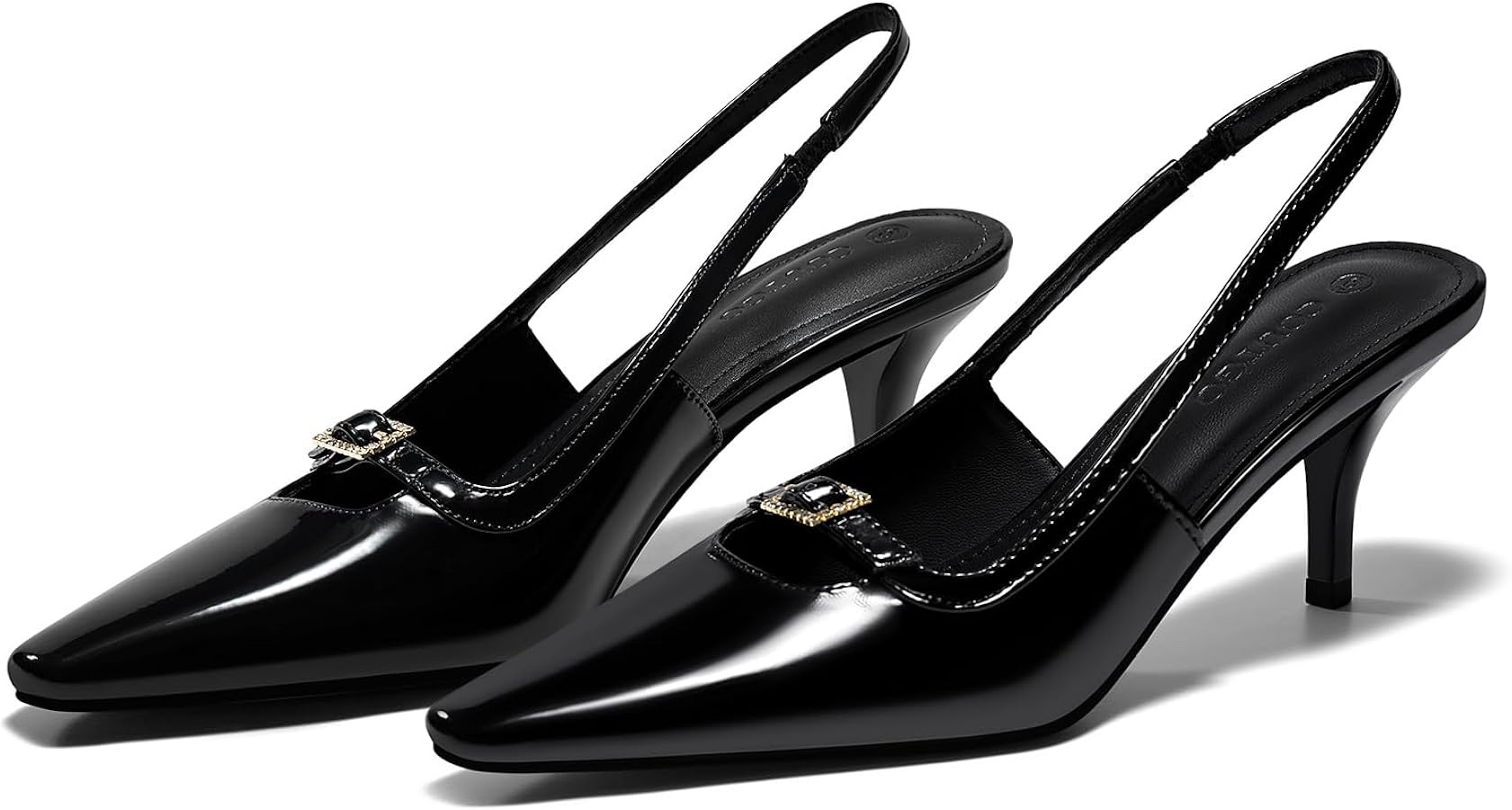 Coutgo Womens Kitten Heels Slingback Dress Shoes Buckle Office Work Pumps Shoes | Amazon (US)