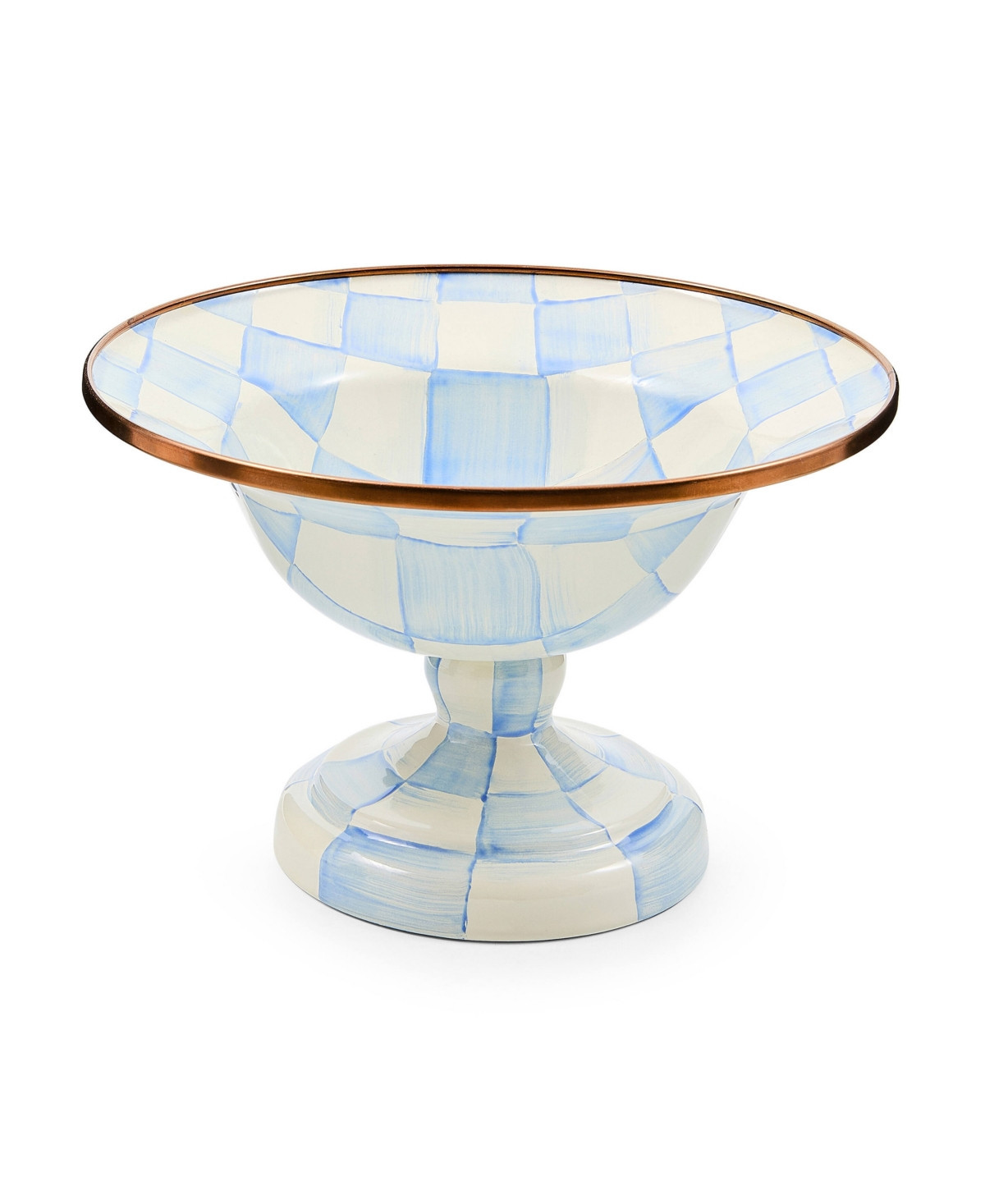 MacKenzie-Childs Sky Check Small Compote - Sky Blue | Macy's