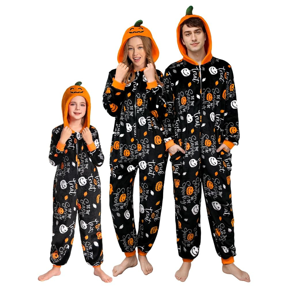 OLAOLA Matching Family Pajamas Halloween Sleepwear Xmas Flannel Holiday Onesie Hooded Novelty Chr... | Amazon (US)