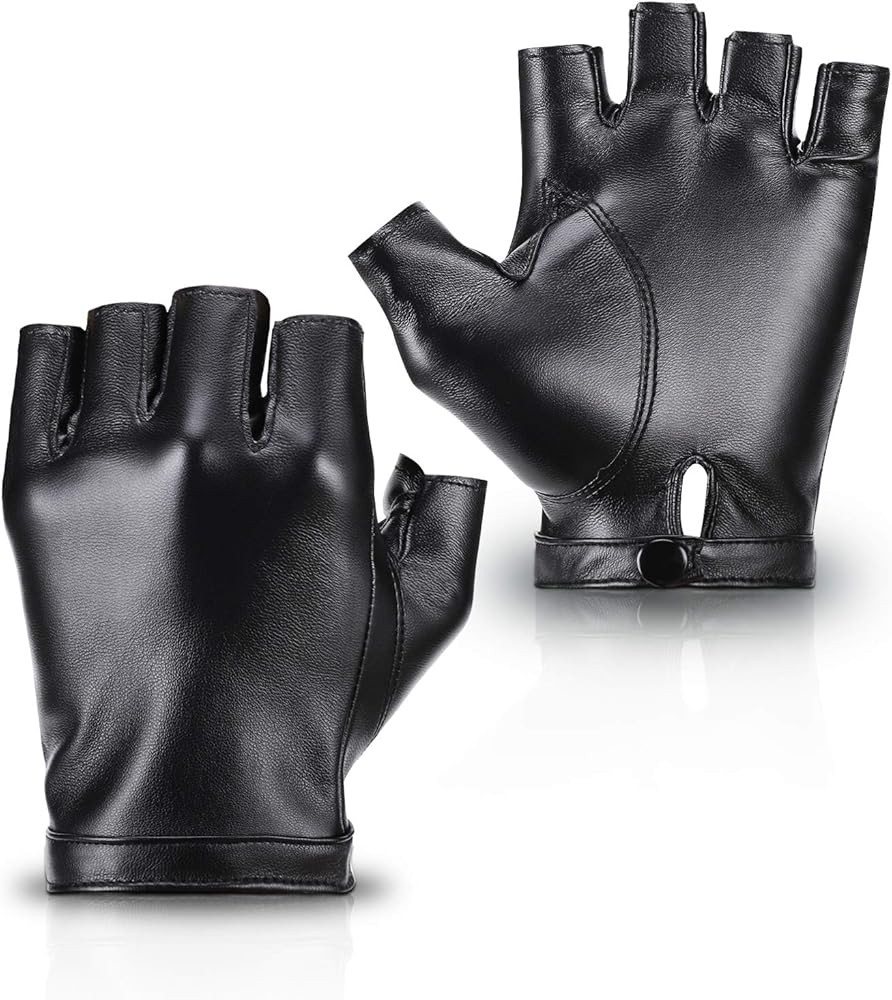 Accmor Fingerless PU Faux Leather Gloves, Driving Gloves Outdoor Sports Cosplay Costume Half Fing... | Amazon (US)