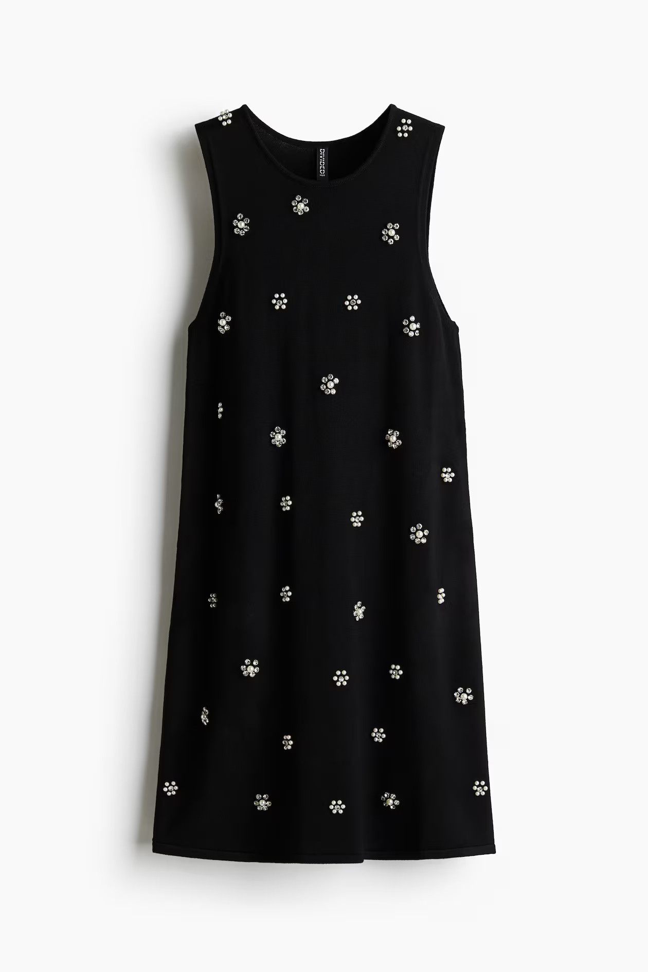 Embellished fine-knit dress - Black/Flowers - Ladies | H&M GB | H&M (UK, MY, IN, SG, PH, TW, HK)