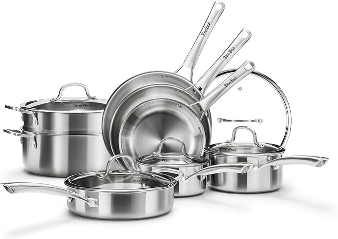 Stainless Steel Cookware Set,Tir-Ply Pots and Pans Set,13 Pcs Stainless Steel Induction Kitchen C... | Amazon (US)