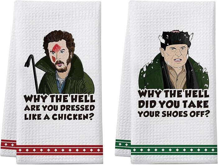 Home Alone Kitchen Towels, 2 Pack Funny Christmas Dish Towels, Home Alone Merchandise Gifts, Holi... | Amazon (US)