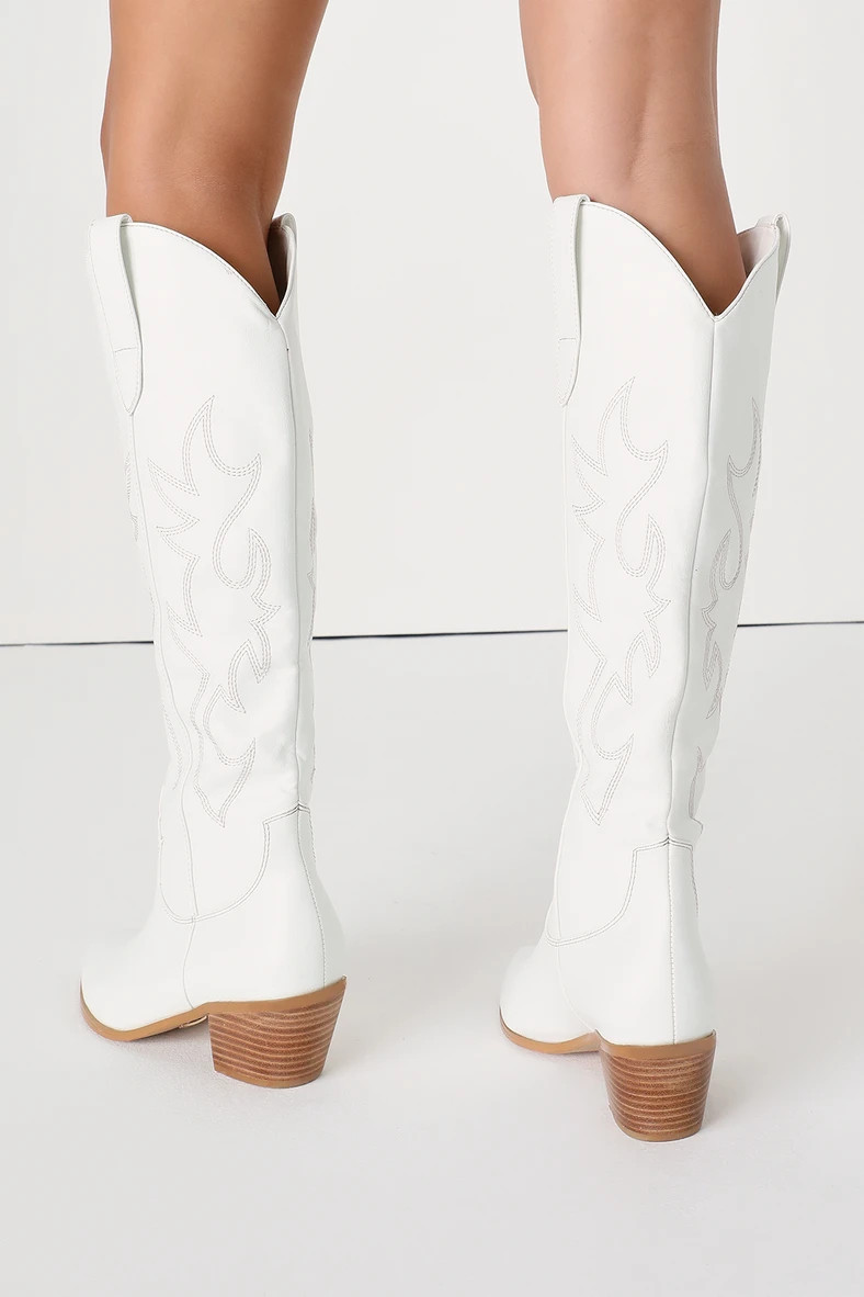 Urson White Pointed-Toe Knee High Boots | Lulus (US)