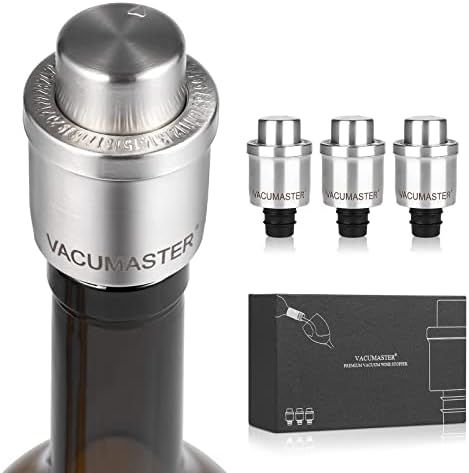 VACUMASTER Wine Stopper, Vacuum Wine Saver Set, Stainless Steel Champagne Wine Accessories Wine P... | Amazon (US)