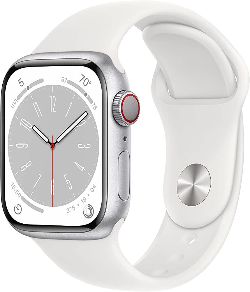 Apple Watch Series 8 [GPS + Cellular 41mm] Smart Watch w/Silver Aluminum Case with White Sport Ba... | Amazon (US)