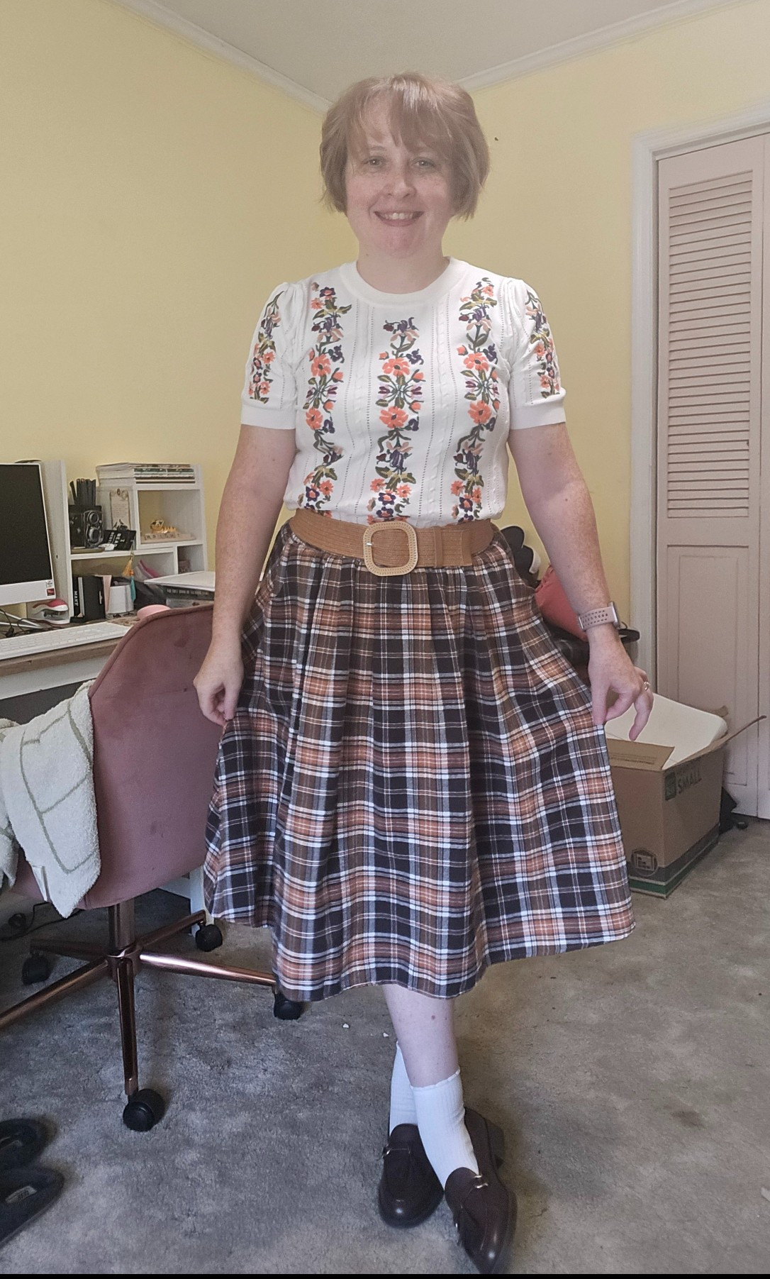 HOCO Week Day 1 - "Stick with the Status Quo." I chose to dress as a preppy nerd, obviously. Will I wear this again? Probably.

This is my absolute favorite fall skirt! It's not available where I originally bought it, but I think I found it with another seller. Same with my embroidered sweater, which is fabulous.

#teacherstyle #teacher #middleschoolteacher 

 #LTKootd #LTKPetite #LTKWorkwear