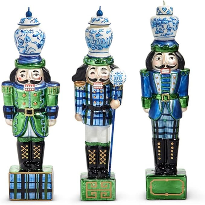 Raz Imports 2024 Tartan Traditions 8"" Black Watch Nutcracker Ornament, Assorted of 3, Blue, 4452... | Amazon (US)