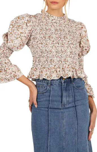 Novah Long Sleeve Smocked Peplum Top | Nordstrom