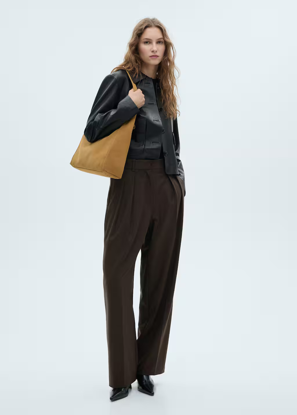Suede shopper bag medium brown - Woman - One size - MANGO | MANGO (UK)