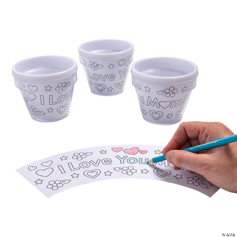 Color Your Own Mom Artist Flower Pots - 12 Pc. | Oriental Trading Company