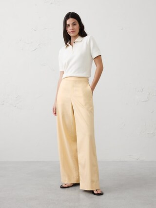 Wide-Leg High-Rise Linen-Blend Pant | Banana Republic Factory