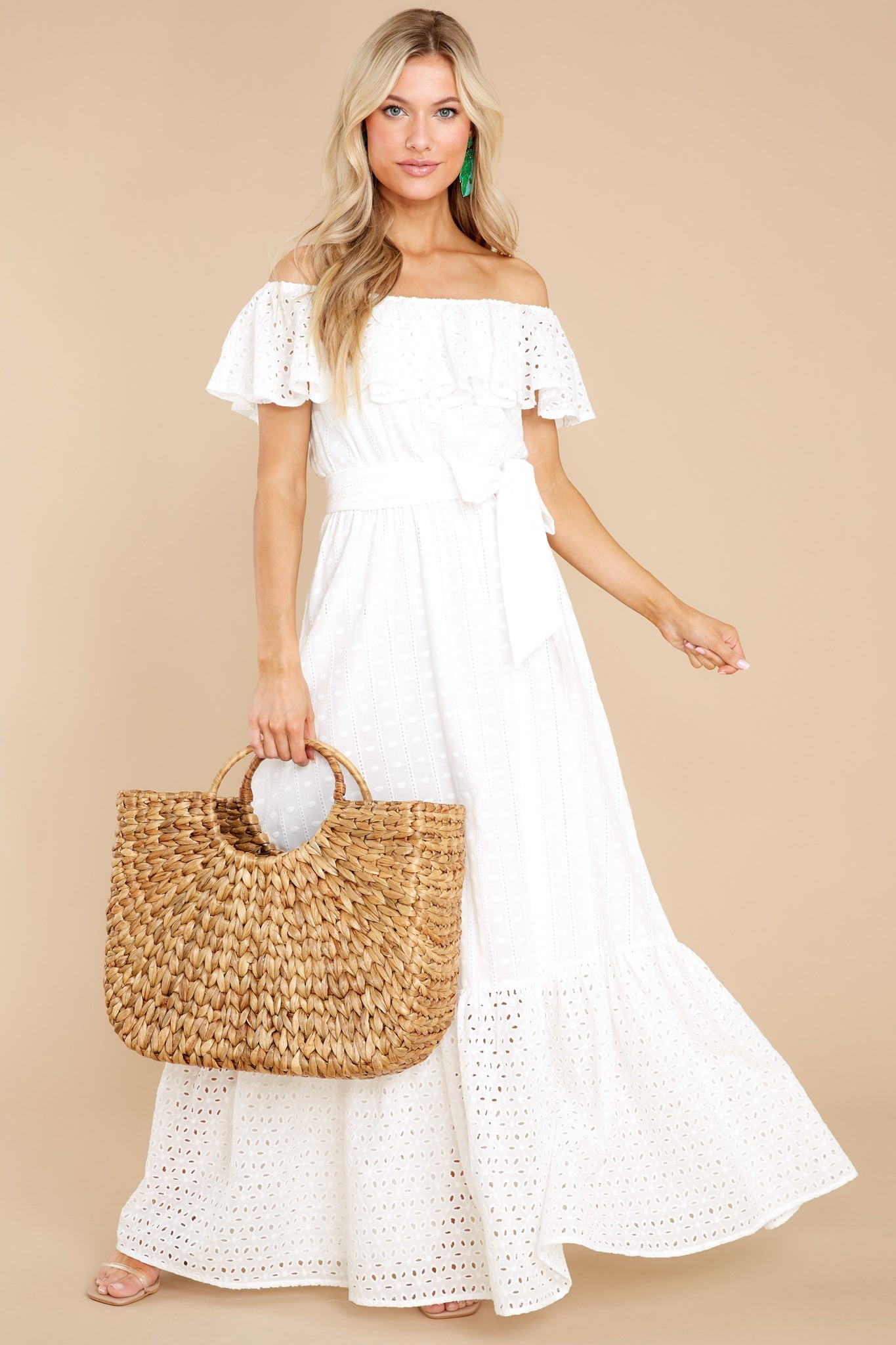 Sweep You Away White Maxi Dress | Red Dress 