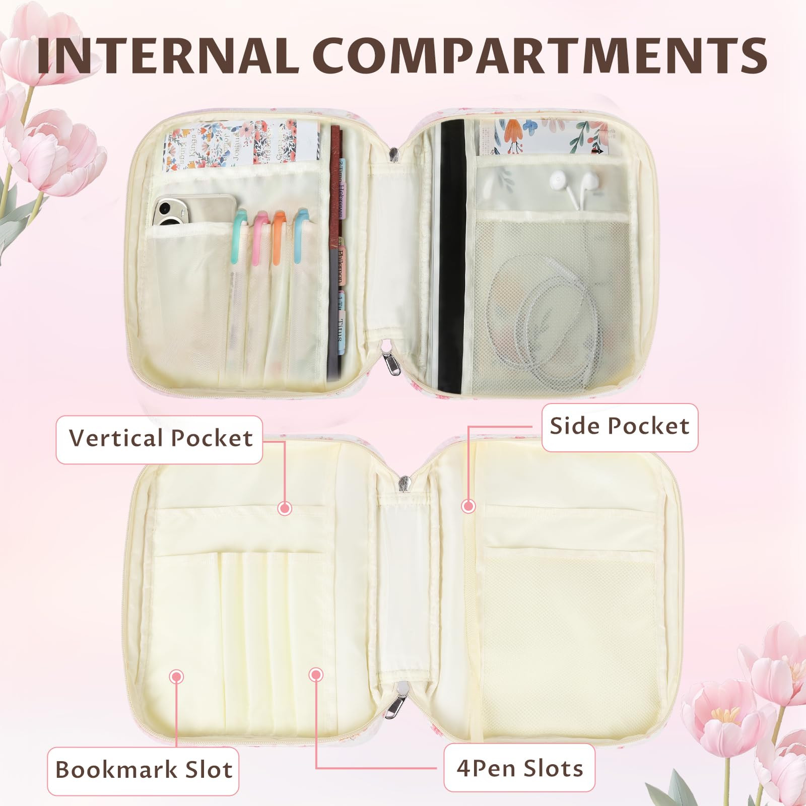 shirabags Quilted Bible Cover Case for Women - Elegant Cotton Bible Bag for Study, Church, Christ... | Amazon (US)