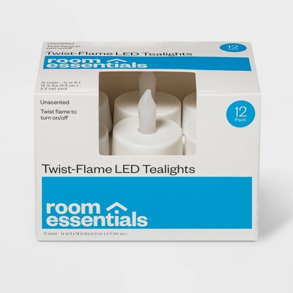 12ct Twist-Flame LED Tealight Candles (White) - Room Essentials™ | Target