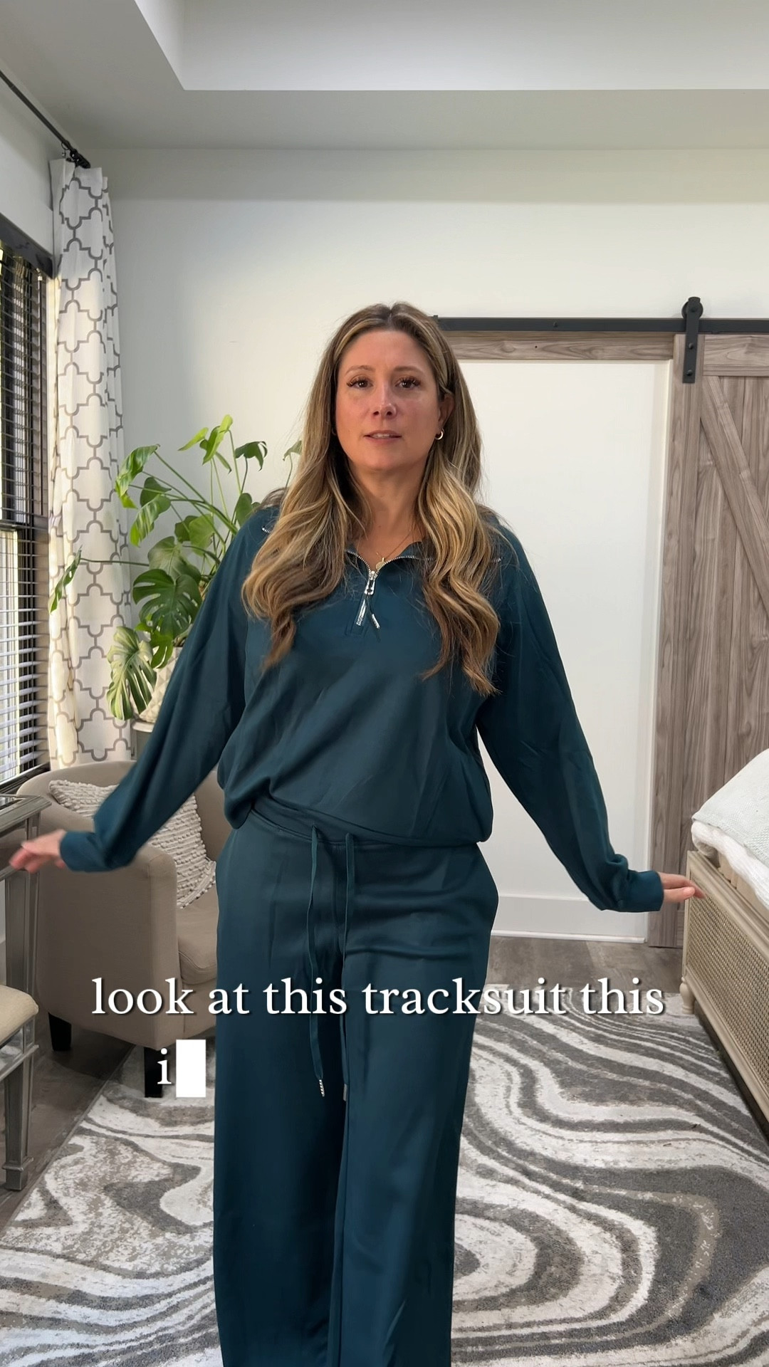 I am completely obsessed with this tracksuit! The dark green shade is perfect, I love the wrist cuff detail, and it's so comfy with real, functional drawstrings. I'm wearing a size medium here!

WFH outfit, remote style, cozy cardigan, winter look, lounge wear, comfy clogs, fashion blogger, mom fit

#LTKU #LTKSeasonal #LTKFindsUnder50