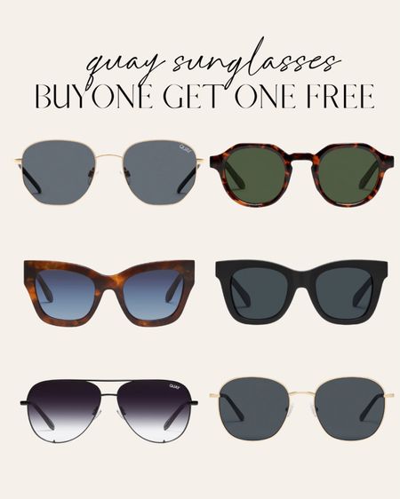 Quay sunglasses BOGO FREE 🙌🏻🙌🏻

Sunglasses, summer sunglasses, vacation finds 

#LTKStyleTip #LTKSeasonal #LTKSaleAlert
