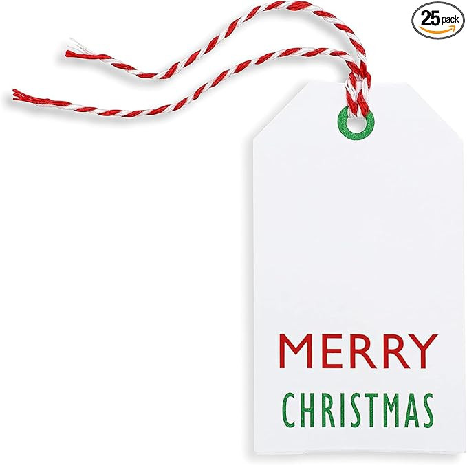 K-Kraft Christmas Gift Tags - 25-Pack - Festive Kraft Tags with Red & White Baker's Twine - Perfe... | Amazon (US)