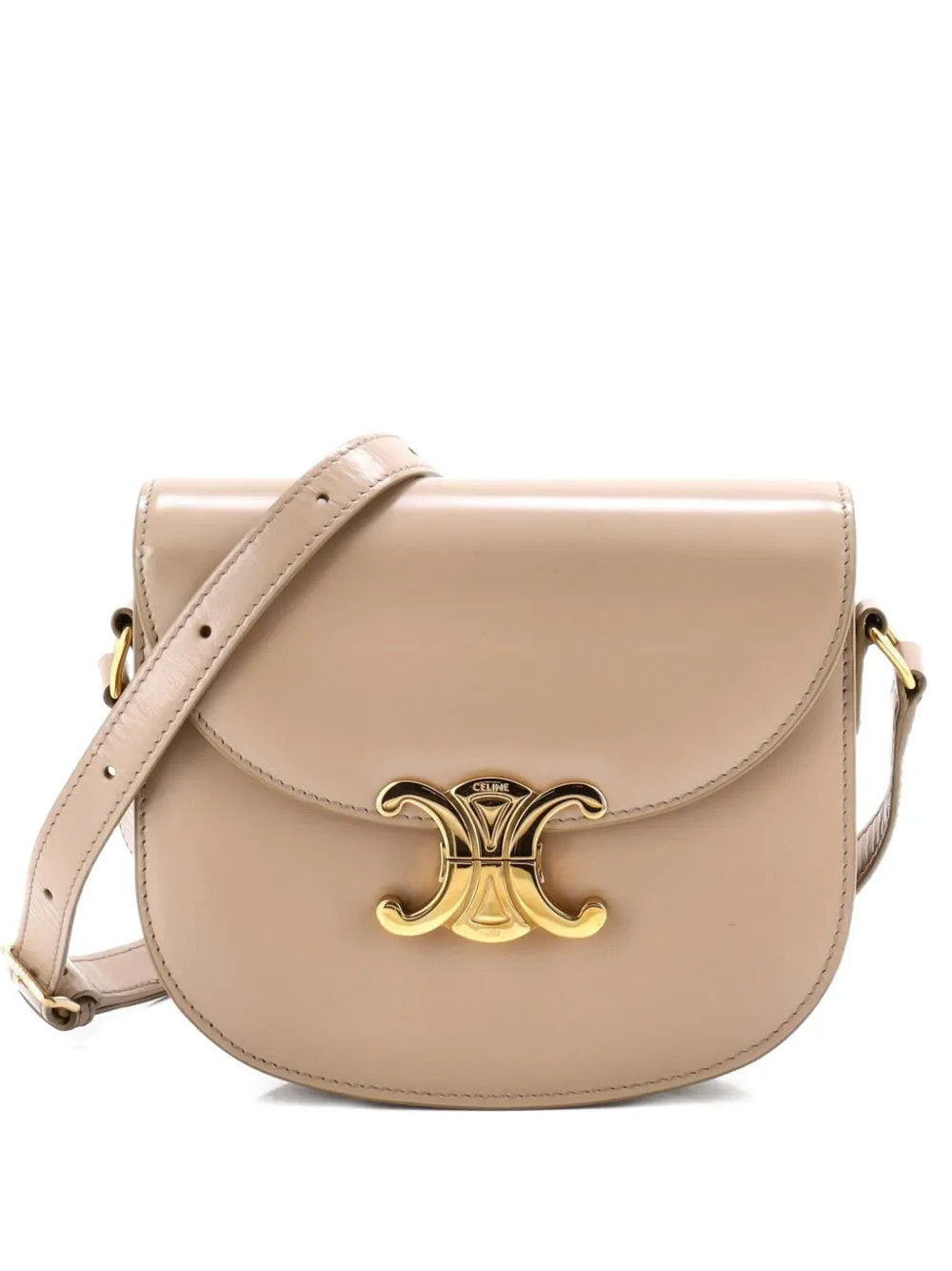 Celine Pre-Owned Triomphe Besace Clea Flap Bag Leather shoulder bag - Neutrals | Farfetch Global