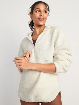 Cozy Sherpa Half-Zip Tunic Hoodie for Women | Old Navy (US)