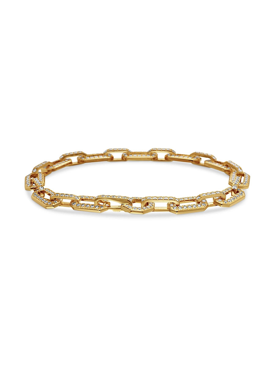 Women's Pavé Chain Bracelet in 18K Yellow Gold - Diamond - Size Medium | Saks Fifth Avenue