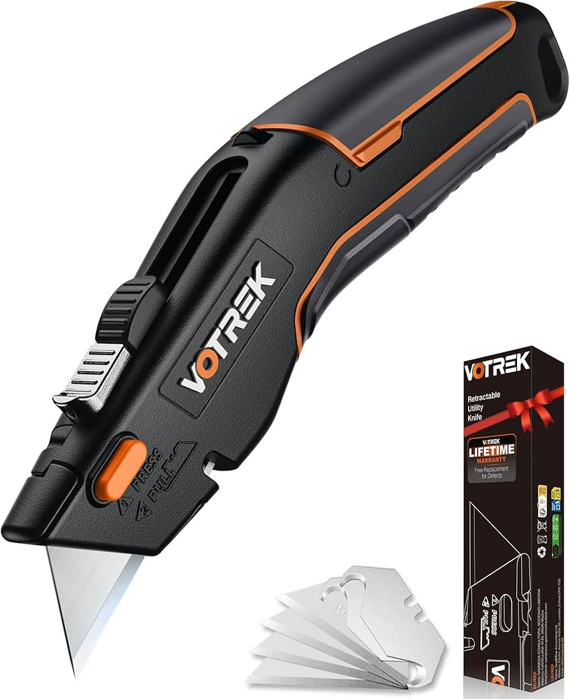 Box Cutter Utility Knife, [2-in-1] Retractable Box Cutter, Safety Heavy Duty Sharp Razor Knife fo... | Amazon (US)