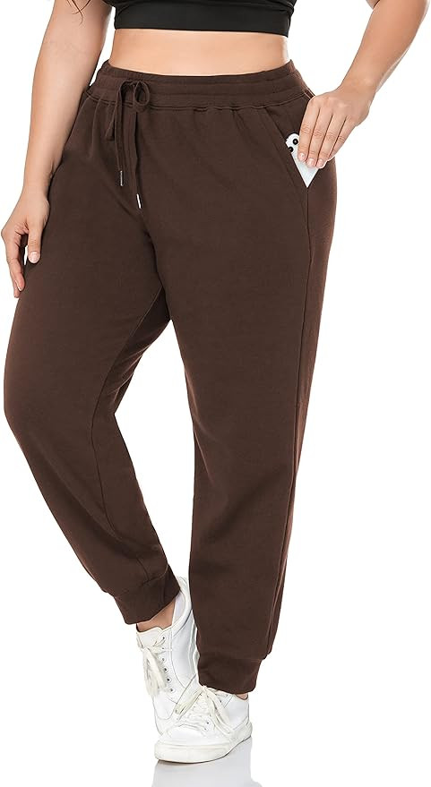 ZERDOCEAN Women's Plus Size Fleece Lined Sweatpants Relaxed Fit Workout Athletic Jogger Fleece Pa... | Amazon (US)