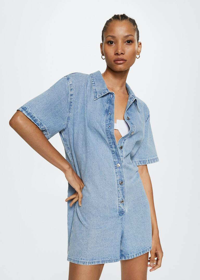 Denim cotton jumpsuit | MANGO (US)