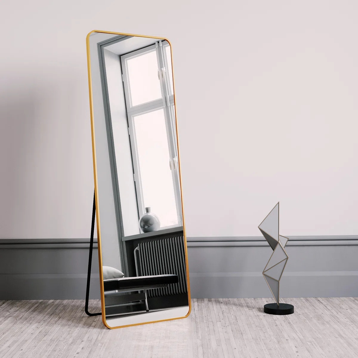 Aluminum Framed Rectangle Full Length Mirror Wall Mounted  Floor Mirror | Wayfair North America