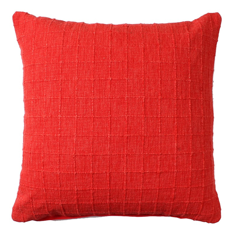 Red Textured Plaid Square Throw Pillow, 20" | At Home